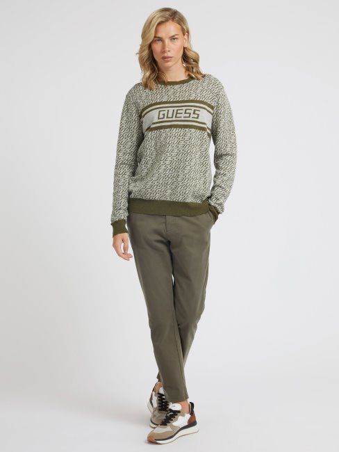 Pull à Logo Guess All Over Vert