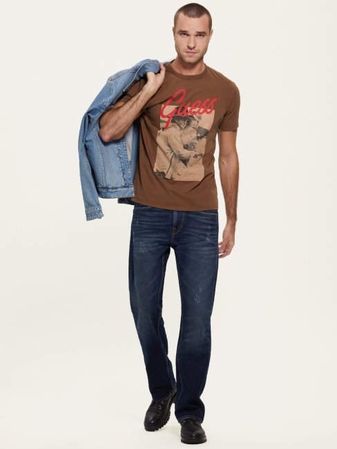 T-shirt Imprimé Sur Le Devant Marron Guess