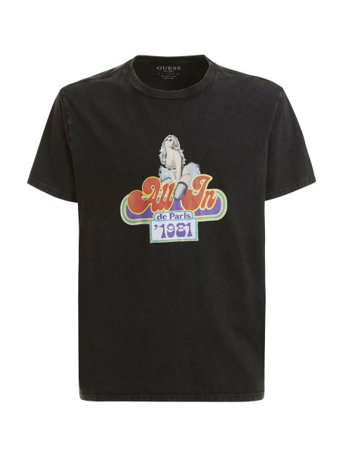 Tee Shirt Guess Noir Imprimé Multi Devant