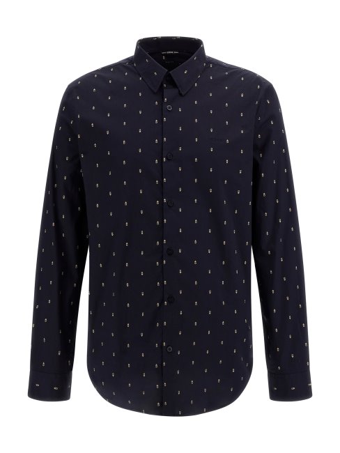 Guess Chemise Slim Bleu Foncé à Imprimé Intégral