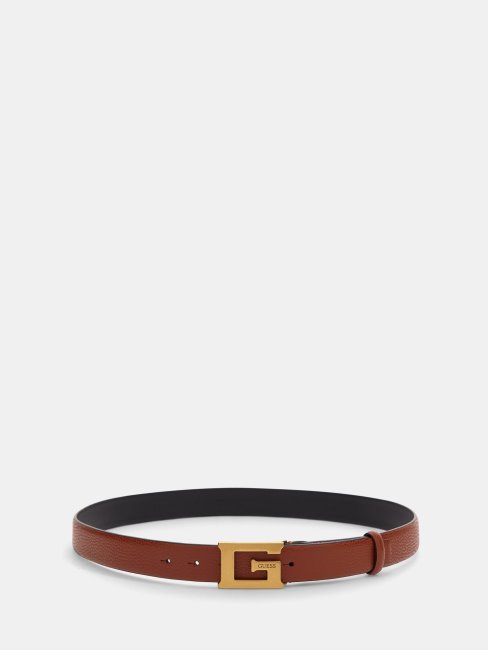Ceinture En Cuir Véritable Marron Guess