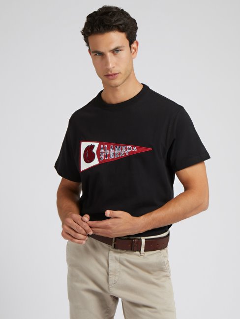 Tee Shirt Guess Noir Patch Devant
