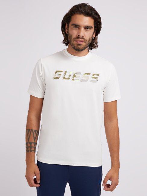 Tee Shirt Guess New Front Logo Blanc Tendance