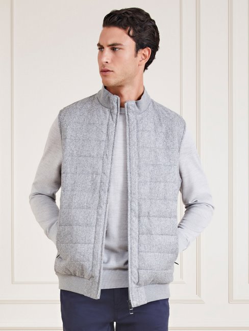 Gilet Matelassé à Chevrons Marciano Gris Guess