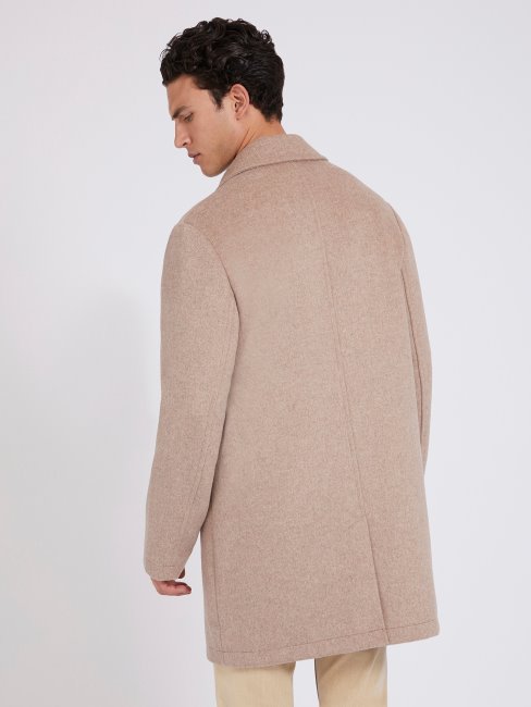 Guess Manteau Beige En Laine Mélangée