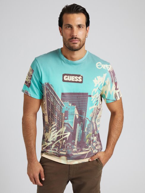 T-shirt Blanc Imprimé Multi Maxi Guess