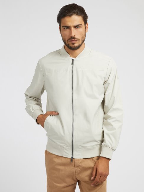 Blouson Aviateur Gris Coupe Décontractée Guess