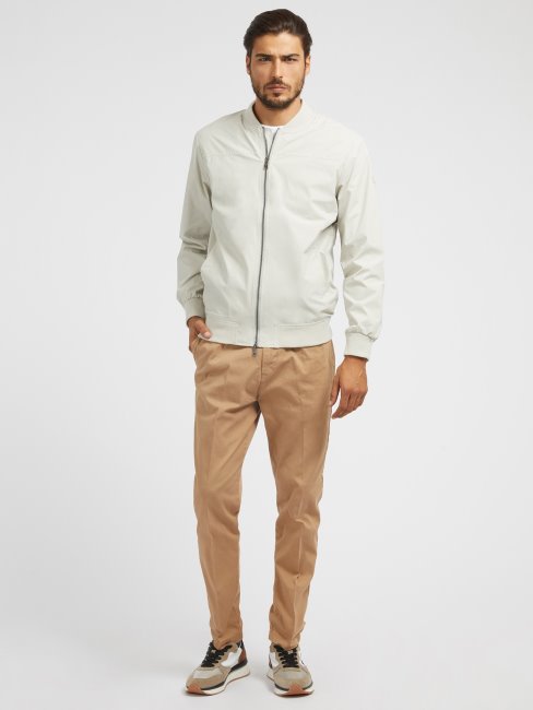 Blouson Aviateur Gris Coupe Décontractée Guess