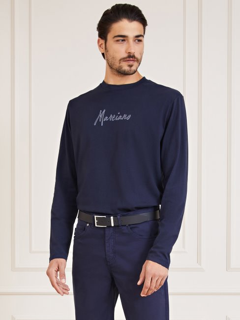 Tee Shirt Marciano Logo Sur Le Devant Guess Bleu