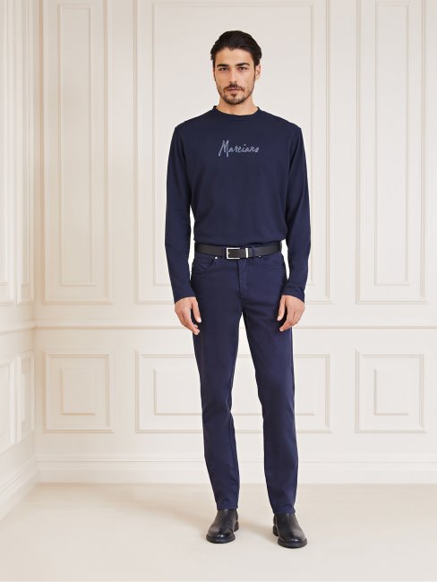 Tee Shirt Marciano Logo Sur Le Devant Guess Bleu