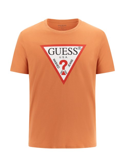 Tee Shirt Orange à Logo Triangle Guess