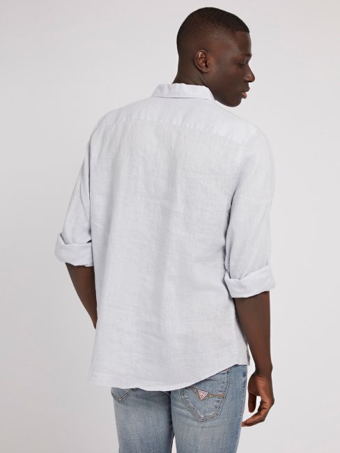 Chemise En Lin Bleu Clair Guess