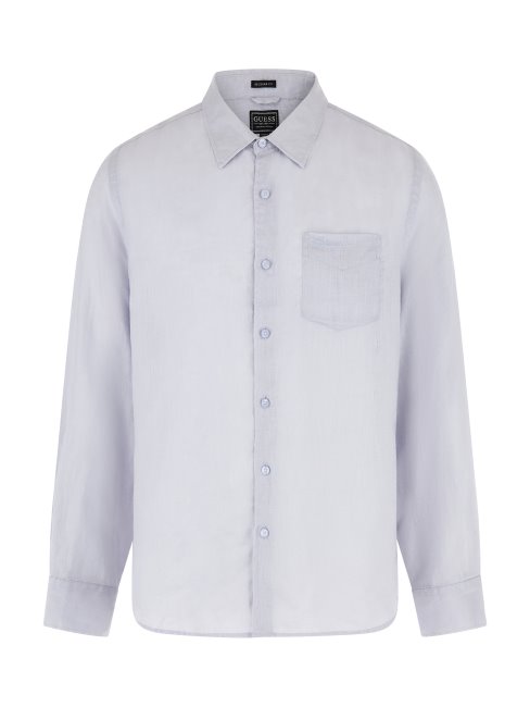 Chemise En Lin Bleu Clair Guess