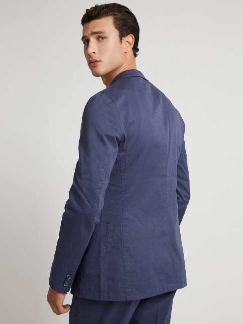 Blazer Bleu En Coton Stretch Coupé Slim Guess