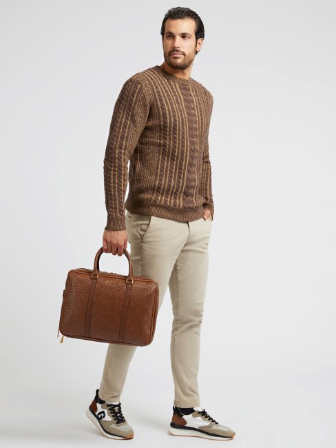 Sac De Soirée Tressé Guess Marron Avec Bandoulière