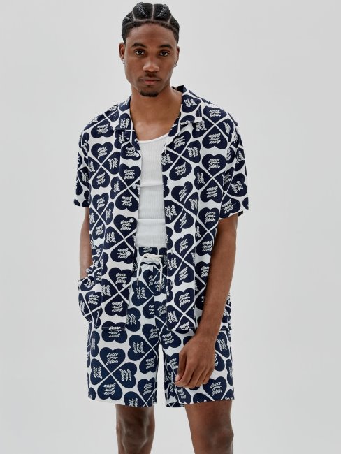 Guess Chemise Bleue à Imprimé Intégral