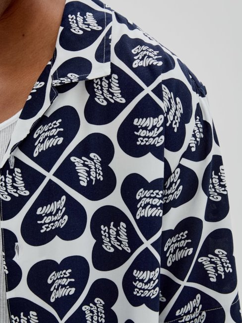 Guess Chemise Bleue à Imprimé Intégral