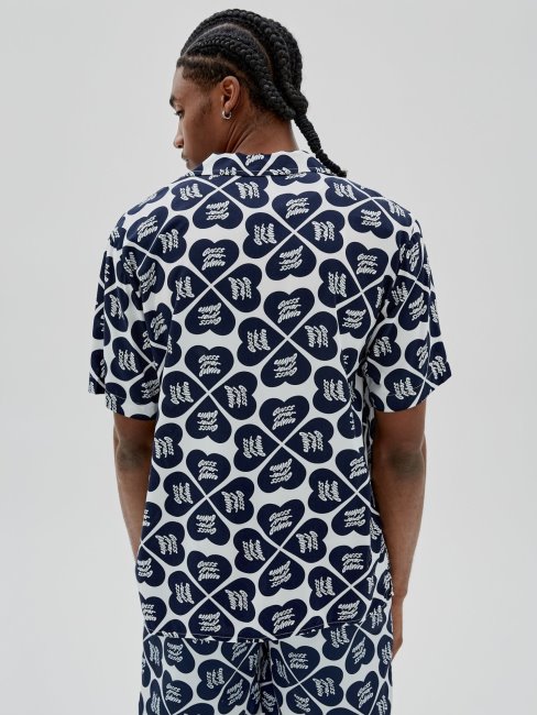 Guess Chemise Bleue à Imprimé Intégral