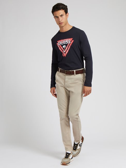 Tee Shirt Guess Bleu Triangle Logo Nouvelle Tendance