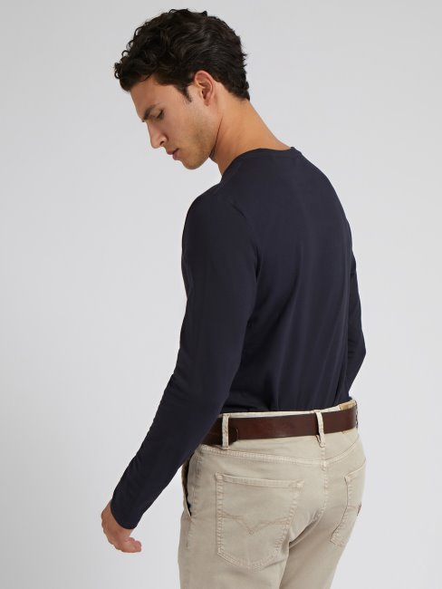 Tee Shirt Guess Bleu Triangle Logo Nouvelle Tendance