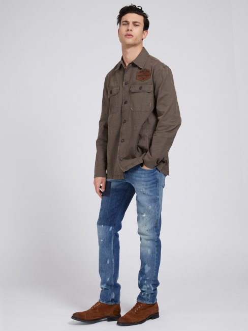 écusson De Chemise Coupe Décontractée Guess Marron Clair