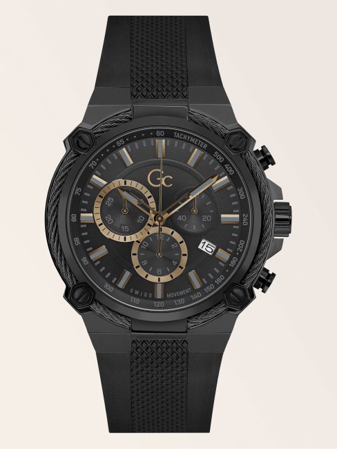 Montre Chronographe Gc Silicone Noir Guess