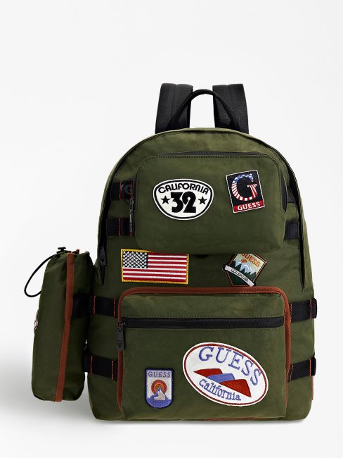Sac à Dos à Patch En Nylon Vert Guess Verve