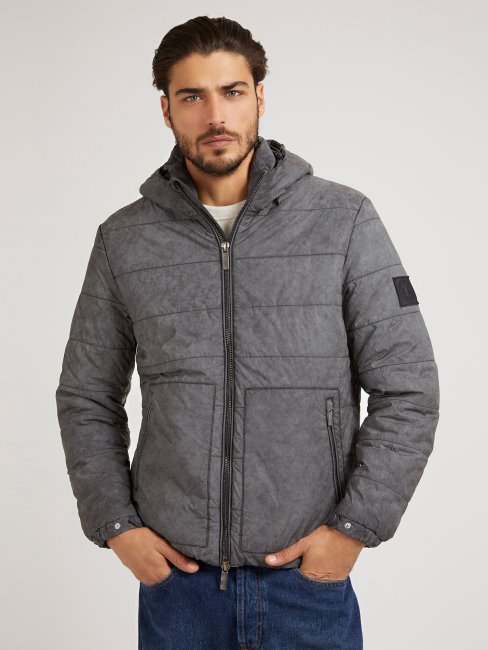 Guess Doudoune Matelassée Avec Capuche Gris