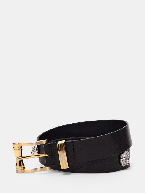 Ceinture En Cuir Véritable Noir Guess