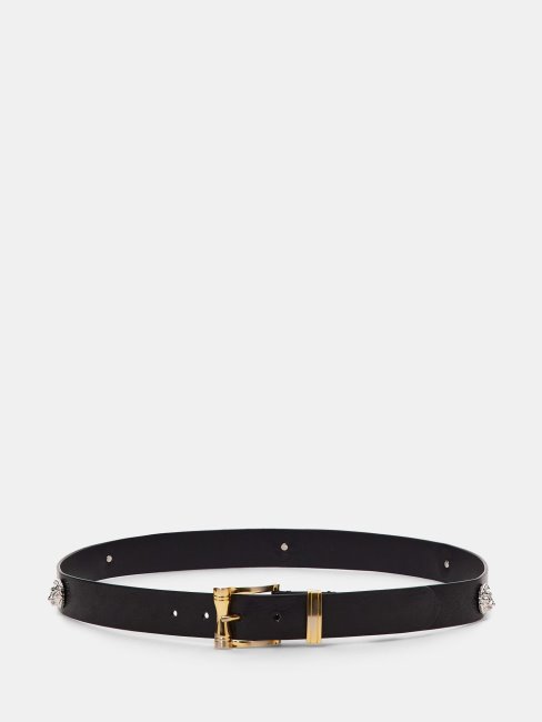 Ceinture En Cuir Véritable Noir Guess