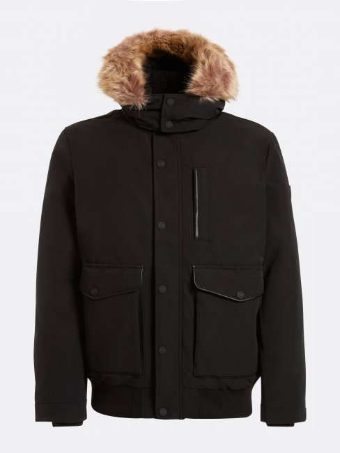 Doudoune Noire à Capuche Guess