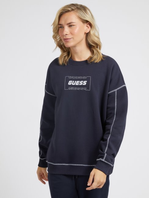 Guess Sweat Bleu Avec Logo Sur Le Devant Nouvelle Tendance
