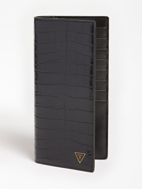 Guess Portefeuille De Soirée Imprimé Croco Noir
