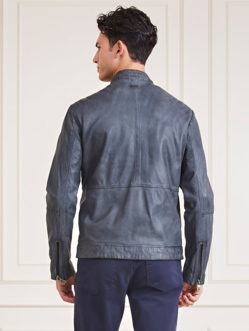 Motard En Cuir Véritable Marciano Guess Noir