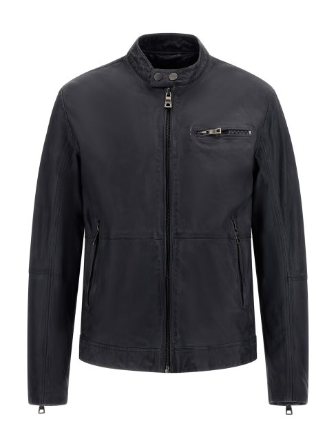 Motard En Cuir Véritable Marciano Guess Noir