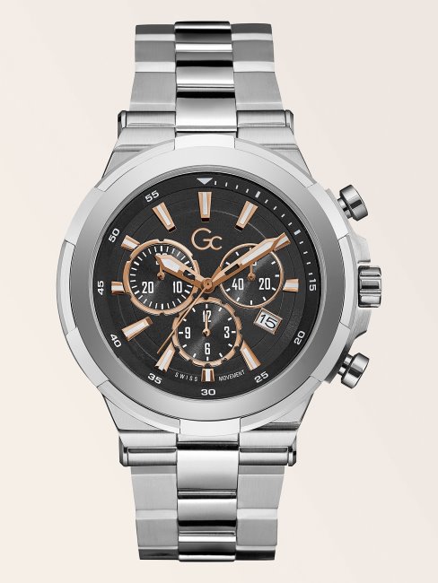 Montre Chronographe En Acier Gc Noir Guess