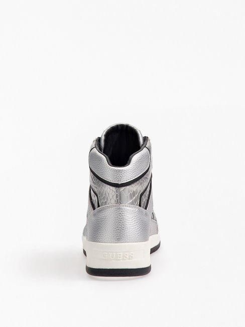 Paniers Montantes Vicenza à Effet Métallisé Argentées Guess