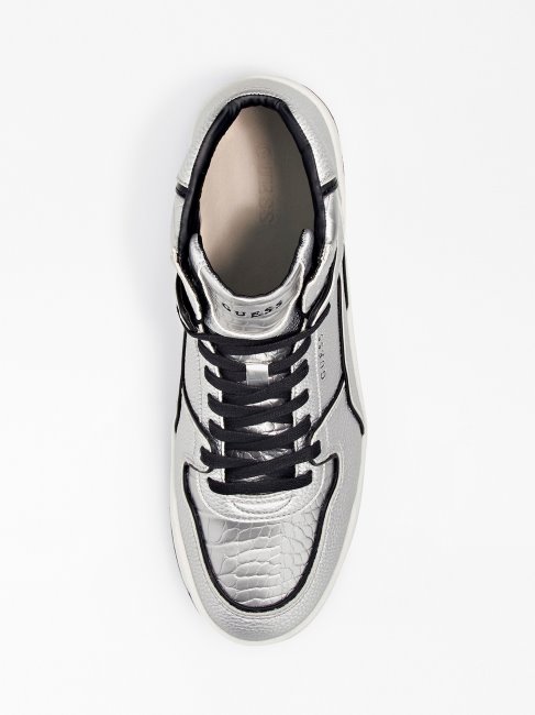 Paniers Montantes Vicenza à Effet Métallisé Argentées Guess