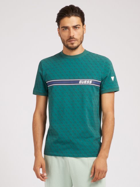 T-shirt Vert à Logo Guess All Over