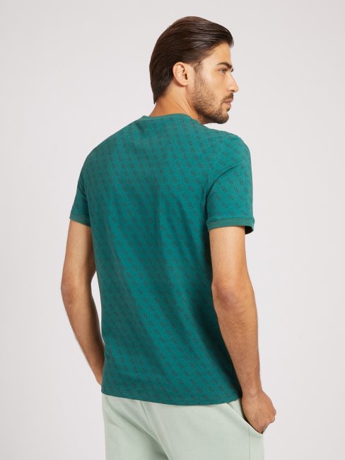 T-shirt Vert à Logo Guess All Over