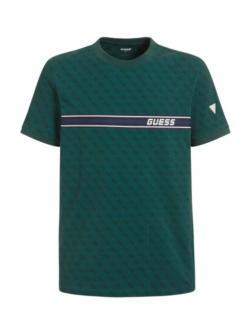 T-shirt Vert à Logo Guess All Over
