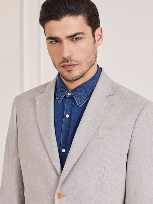Guess Blazer Marciano Gris Clair à Boutonnage Simple