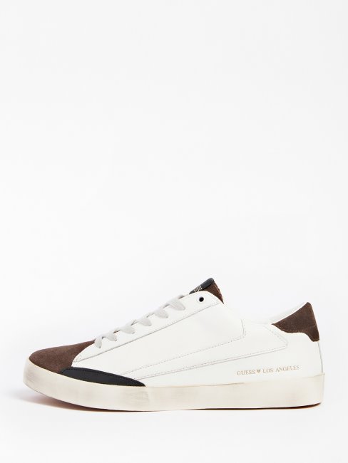 Baskets Basses Guess Lodi Blanches à Empiècement En Daim