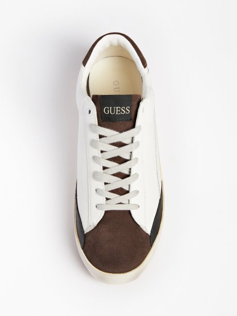 Baskets Basses Guess Lodi Blanches à Empiècement En Daim