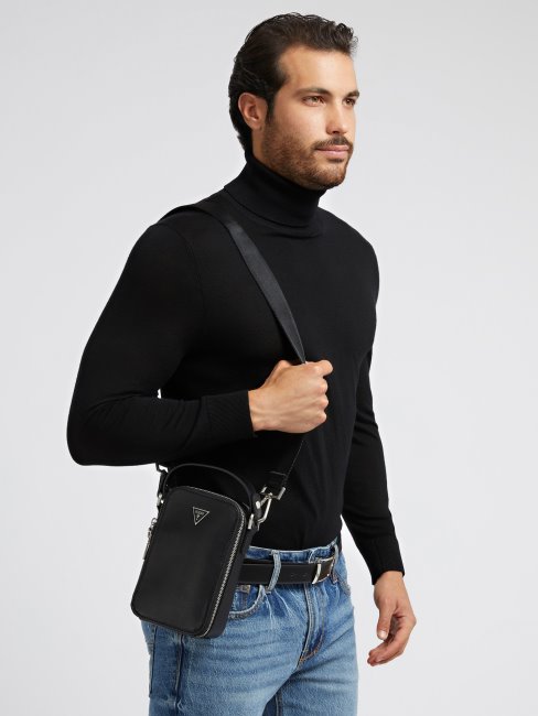 Mini Sac à Bandoulière Certosa Saffiano Noir Guess