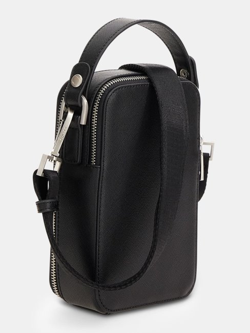 Mini Sac à Bandoulière Certosa Saffiano Noir Guess