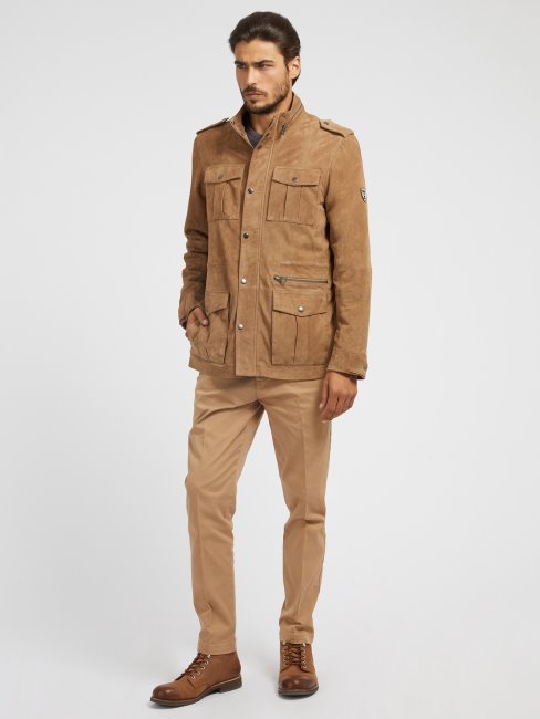 Guess Veste En Daim Véritable Beige