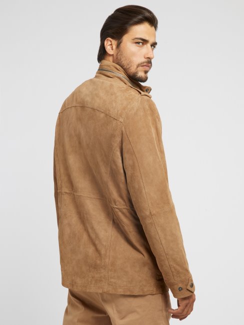 Guess Veste En Daim Véritable Beige