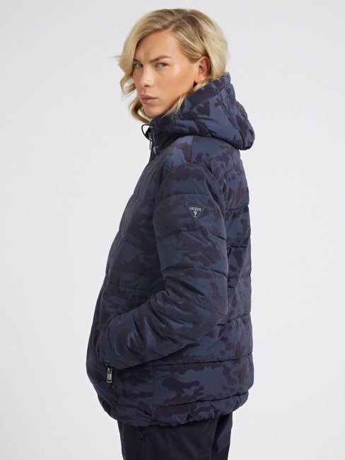 Guess Doudoune Bleue à Imprimé Camouflage
