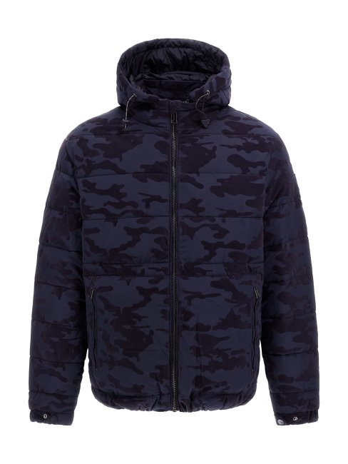 Guess Doudoune Bleue à Imprimé Camouflage
